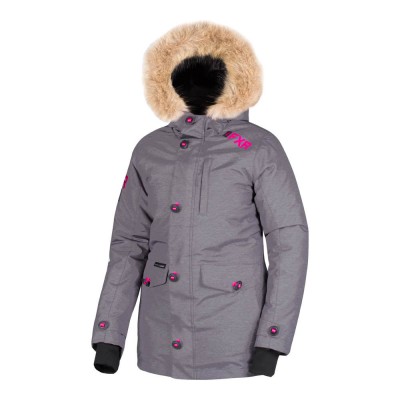 Парка FXR Svalbard с утеплителем Mid Grey Heather/Fuchsia 190214-0790